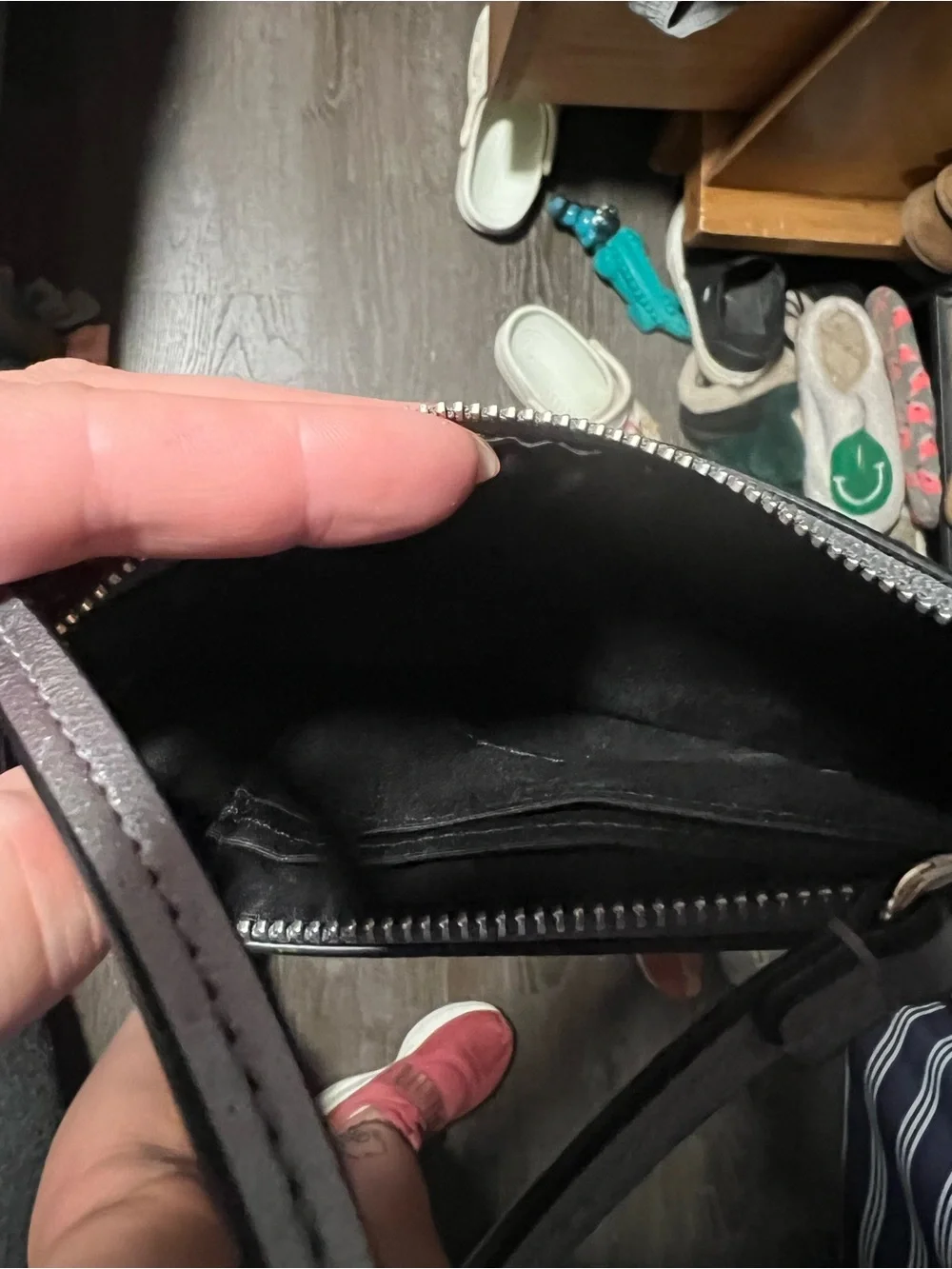 Coach Metallic Glitter Zip Wristlet in Silver